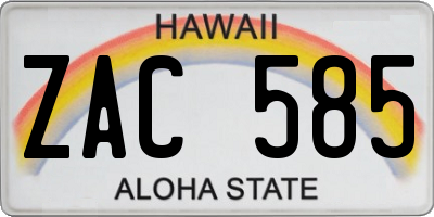 HI license plate ZAC585