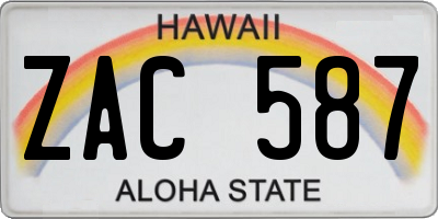 HI license plate ZAC587
