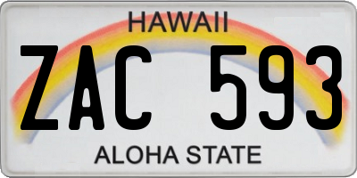 HI license plate ZAC593