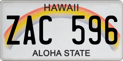 HI license plate ZAC596
