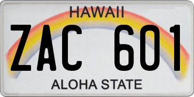 HI license plate ZAC601