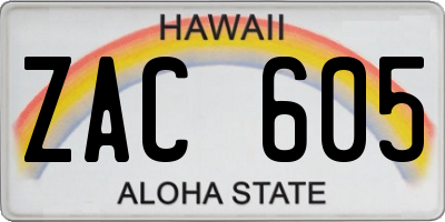 HI license plate ZAC605