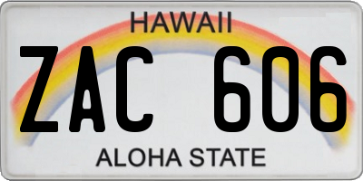 HI license plate ZAC606