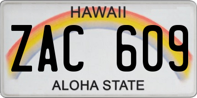 HI license plate ZAC609