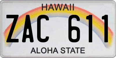 HI license plate ZAC611