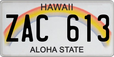 HI license plate ZAC613