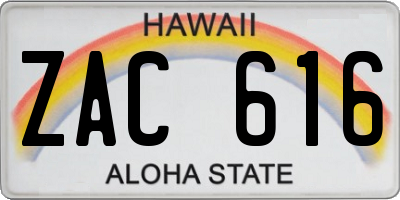 HI license plate ZAC616