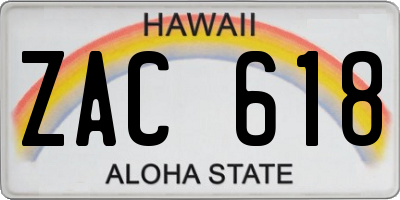 HI license plate ZAC618