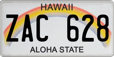 HI license plate ZAC628