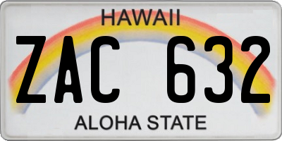 HI license plate ZAC632
