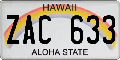 HI license plate ZAC633