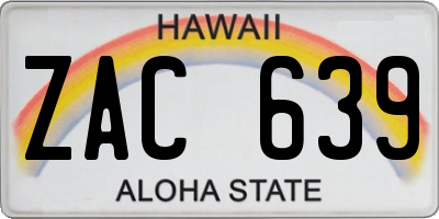HI license plate ZAC639