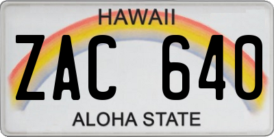HI license plate ZAC640