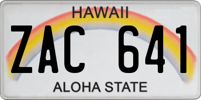 HI license plate ZAC641