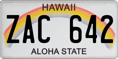 HI license plate ZAC642