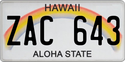 HI license plate ZAC643