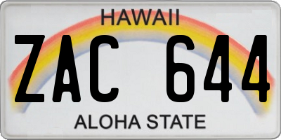HI license plate ZAC644