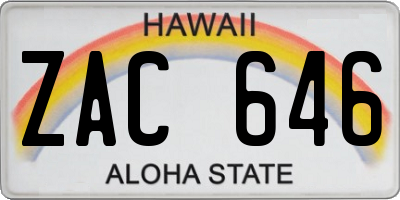 HI license plate ZAC646