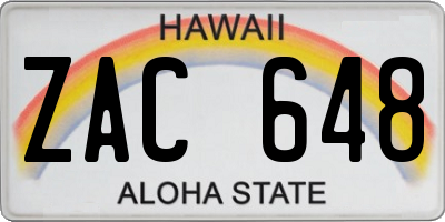 HI license plate ZAC648