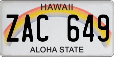HI license plate ZAC649