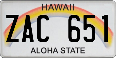 HI license plate ZAC651