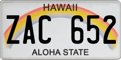HI license plate ZAC652