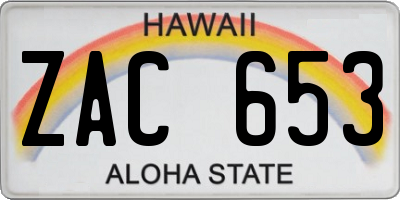 HI license plate ZAC653