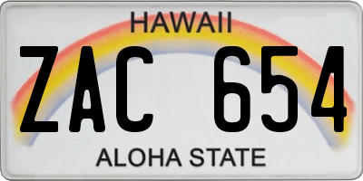 HI license plate ZAC654