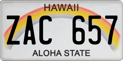 HI license plate ZAC657