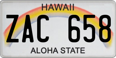 HI license plate ZAC658