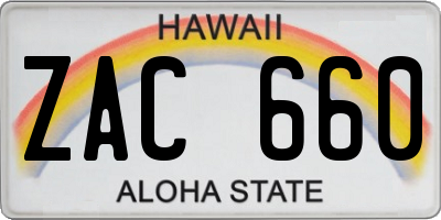 HI license plate ZAC660