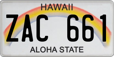 HI license plate ZAC661