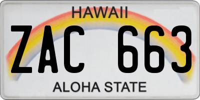 HI license plate ZAC663