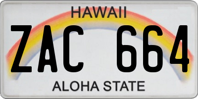 HI license plate ZAC664