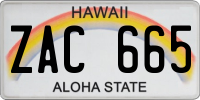 HI license plate ZAC665