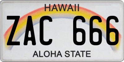 HI license plate ZAC666