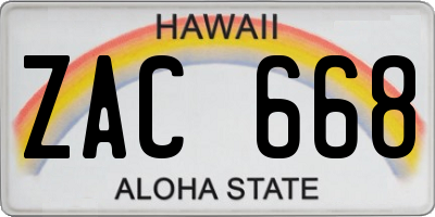 HI license plate ZAC668