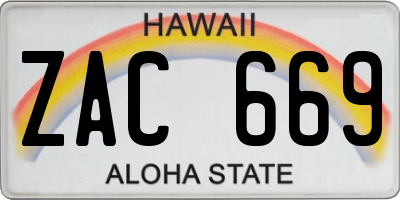HI license plate ZAC669