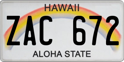 HI license plate ZAC672