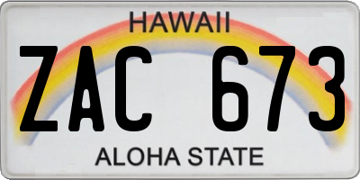 HI license plate ZAC673