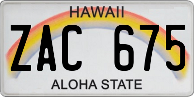 HI license plate ZAC675