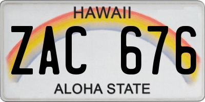 HI license plate ZAC676