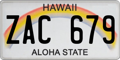 HI license plate ZAC679
