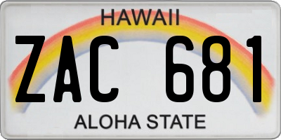 HI license plate ZAC681