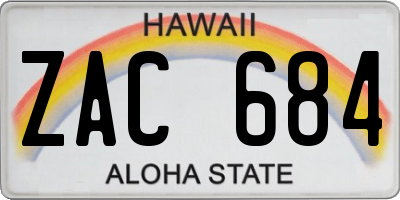 HI license plate ZAC684