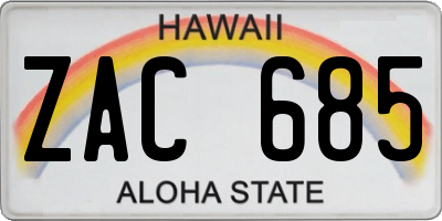 HI license plate ZAC685
