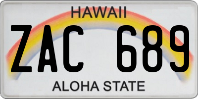 HI license plate ZAC689