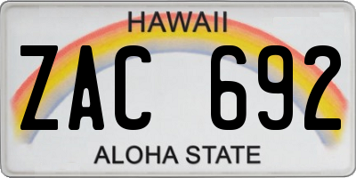 HI license plate ZAC692