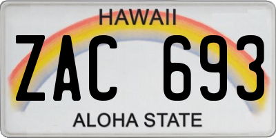 HI license plate ZAC693
