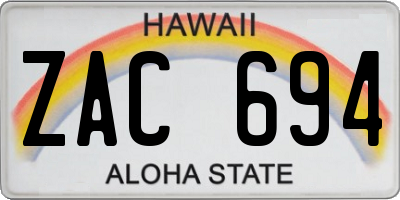 HI license plate ZAC694